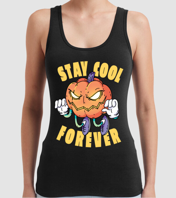 Dovleac de Halloween Stay Cool Forever model negru pe tricou