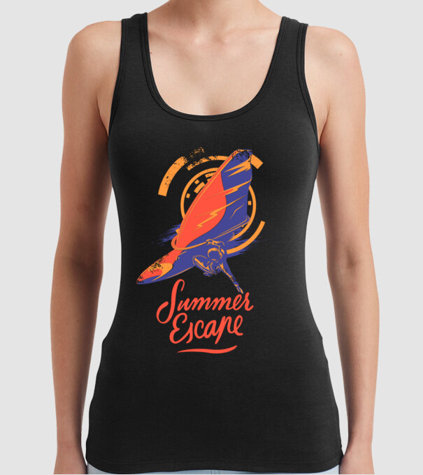 Summer escape Surf model negru pe tricou