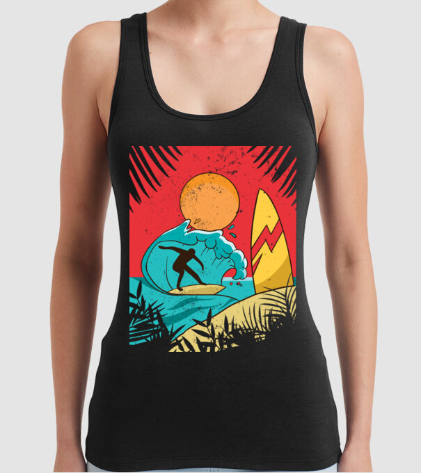 Afiș Surf model negru pe tricou