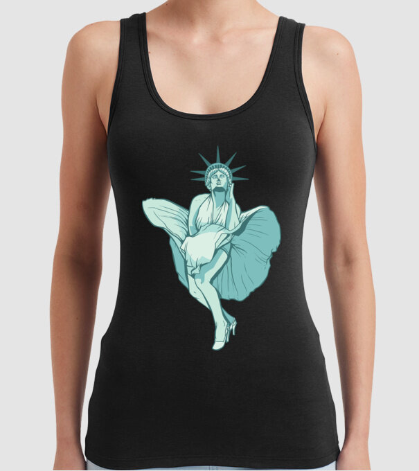Statuia Libertății rușinos model negru pe tricou
