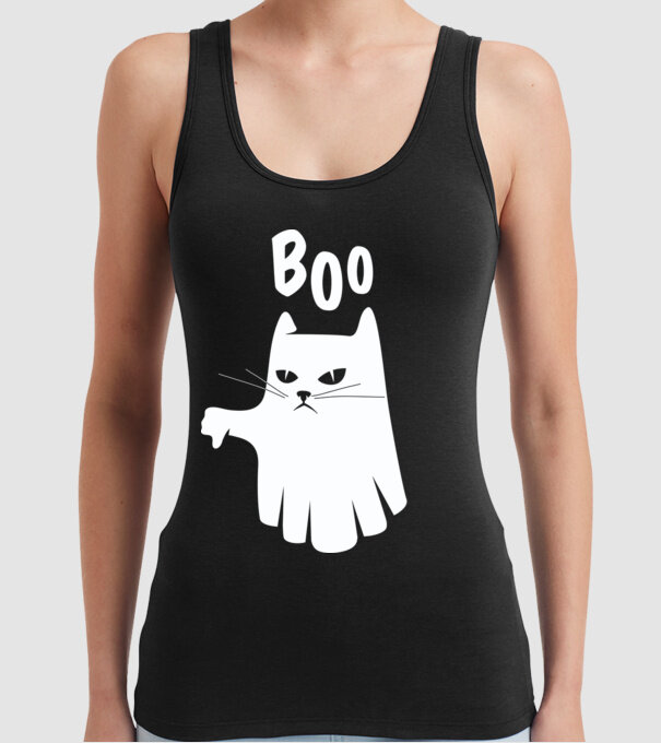 Pisică Fantomă model negru pe tricou
