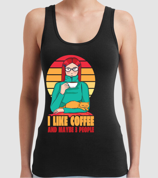 Iubesc Cafeaua și încă până la maxim 3 persoane model negru pe tricou