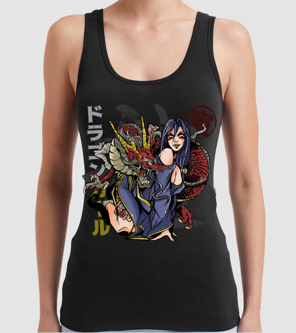 Dragon sexy Anime model negru pe tricou