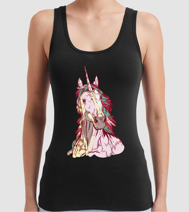 Unicorn colorat model negru pe tricou