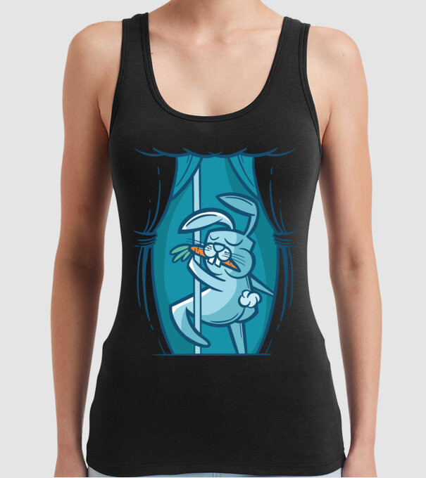 Iepuraș Striptease model negru pe tricou