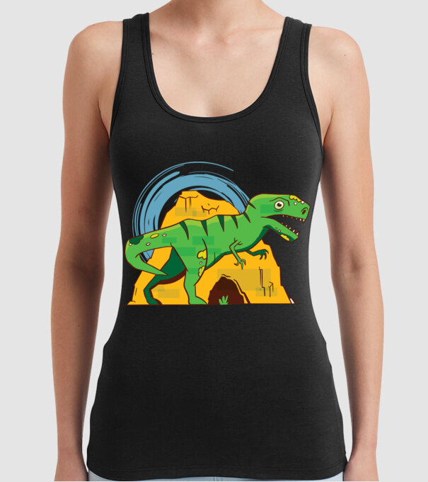 Dinozaur T-rex model negru pe tricou