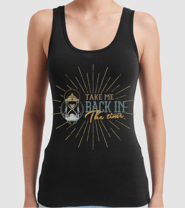 Take me back in the time model negru pe tricou