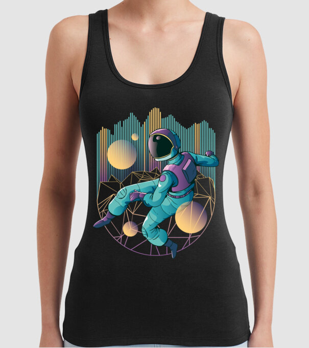 Techno Astronaut tricou astronaut model negru pe tricou