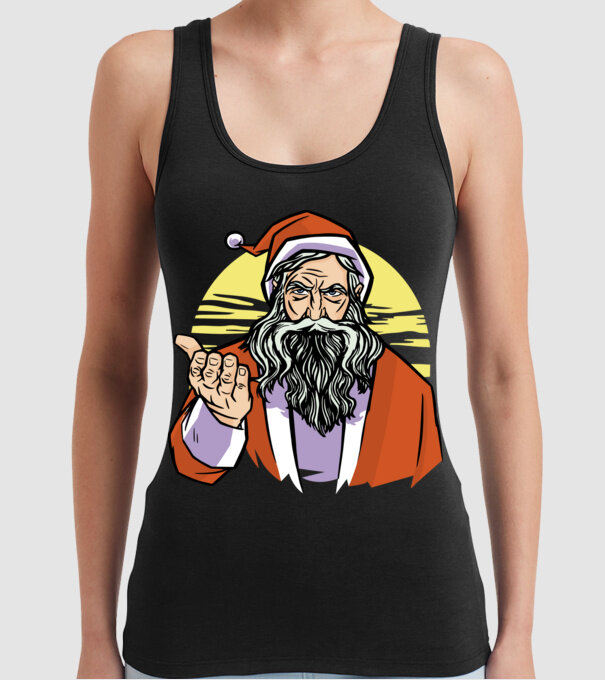Moș Crăciun model negru pe tricou