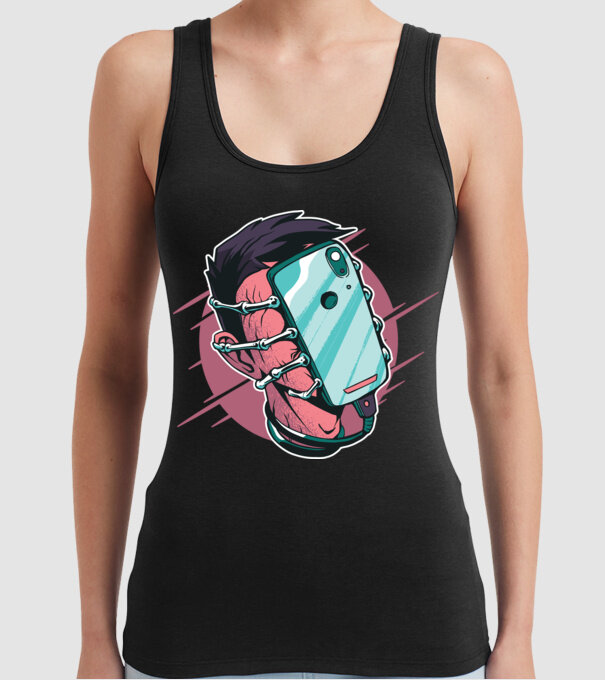 Telefon Facehugger tricou amuzant model negru pe tricou