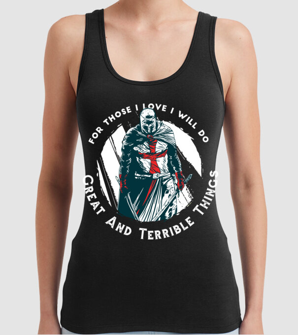 Cavaler Templier model negru pe tricou