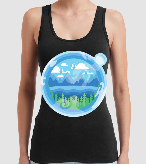 Natură model negru pe tricou