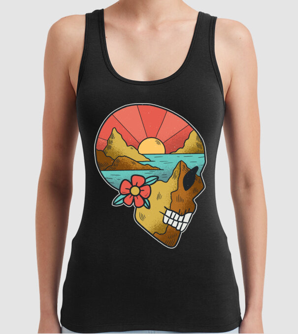 Natură Craniu model negru pe tricou