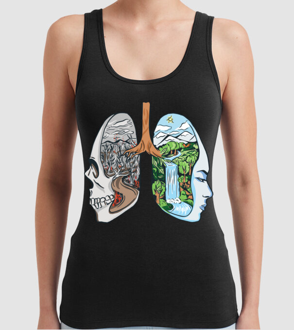 Natură Plămâni imagine model negru pe tricou