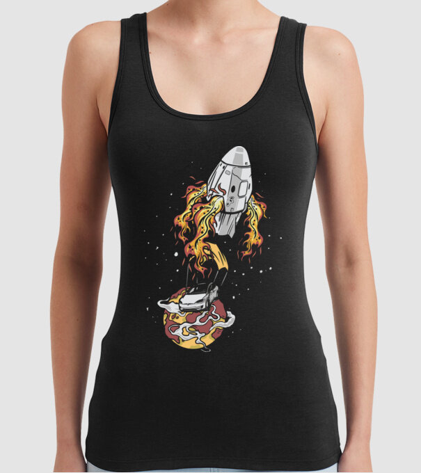 Tesla în spațiu model negru pe tricou