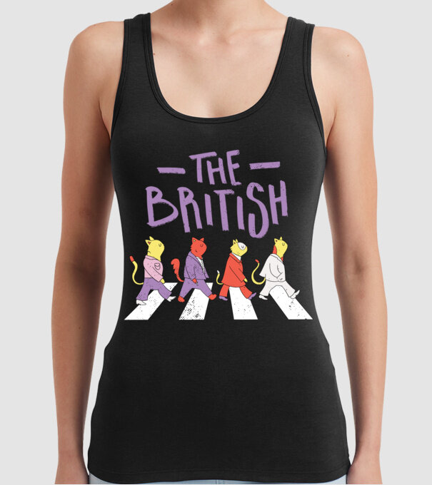 The British Pisicuțe model negru pe tricou