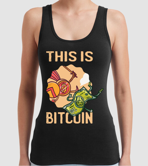 This is Bitcoin model negru pe tricou