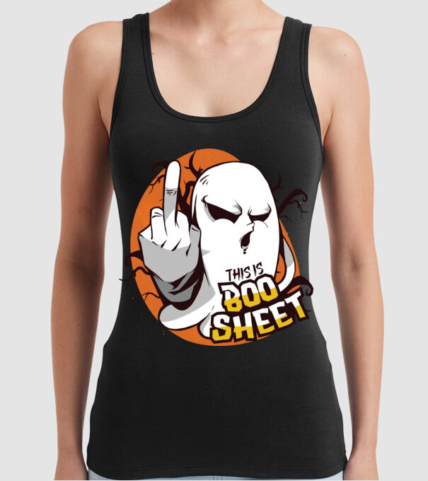 This is Boo Sheet Halloween model negru pe tricou