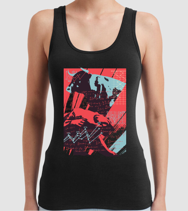 Bursa de Valori Taur vs Urs model negru pe tricou