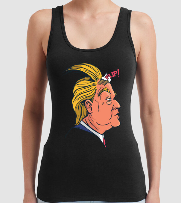 Trump Păr model negru pe tricou