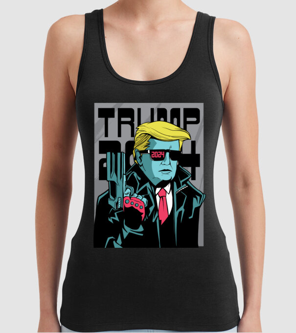 Trump Terminator 2024 model negru pe tricou