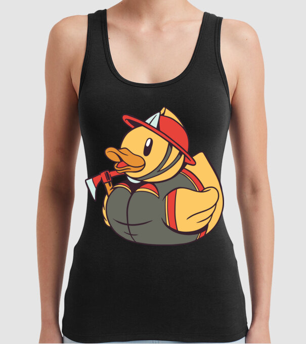 Rățușcă de cauciuc Pompier model negru pe tricou