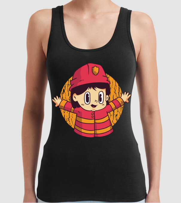 Pompier copil model negru pe tricou