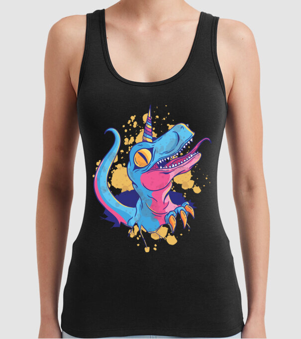 Unicornsaurus - Dinozaur Unicorn model negru pe tricou