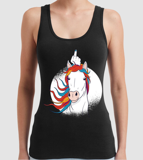 Unicorn Fuck Off model negru pe tricou