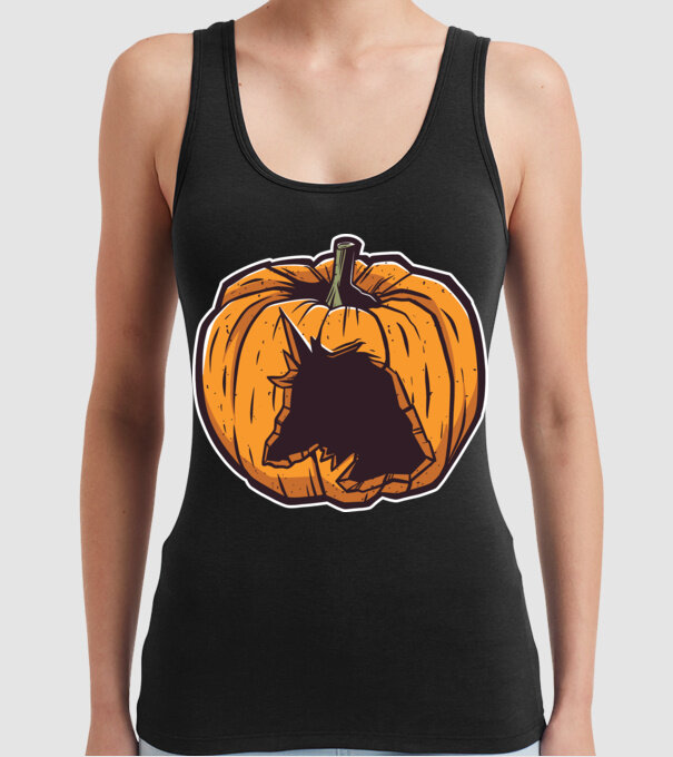 Dovleac de Halloween Unicorn model negru pe tricou