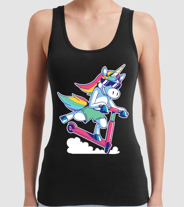 Unicorn cu trotinetă tricou amuzant model negru pe tricou