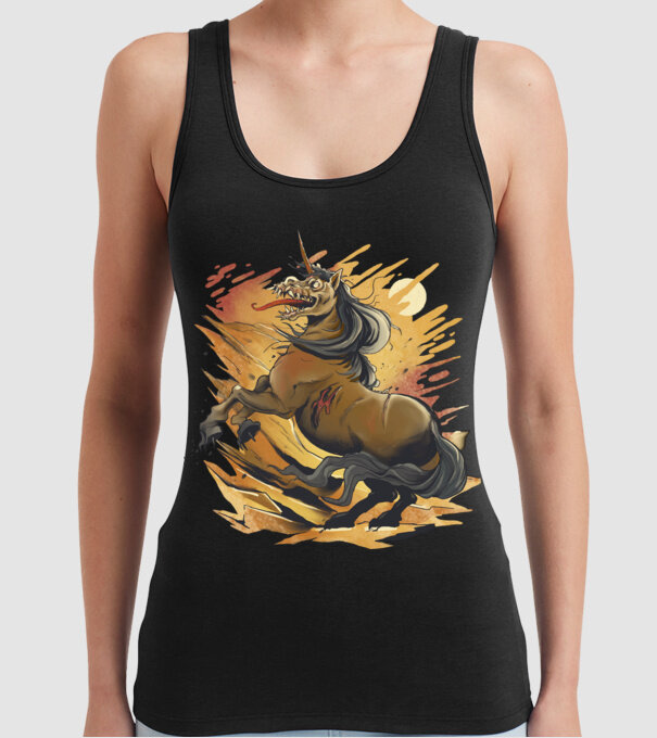 Unicorn Zombie model negru pe tricou