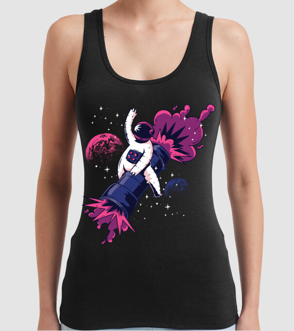Astronaut Bazooka Rodeo model negru pe tricou