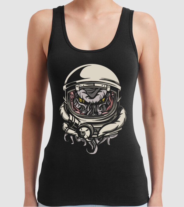 Cthulhu Astronaut model negru pe tricou