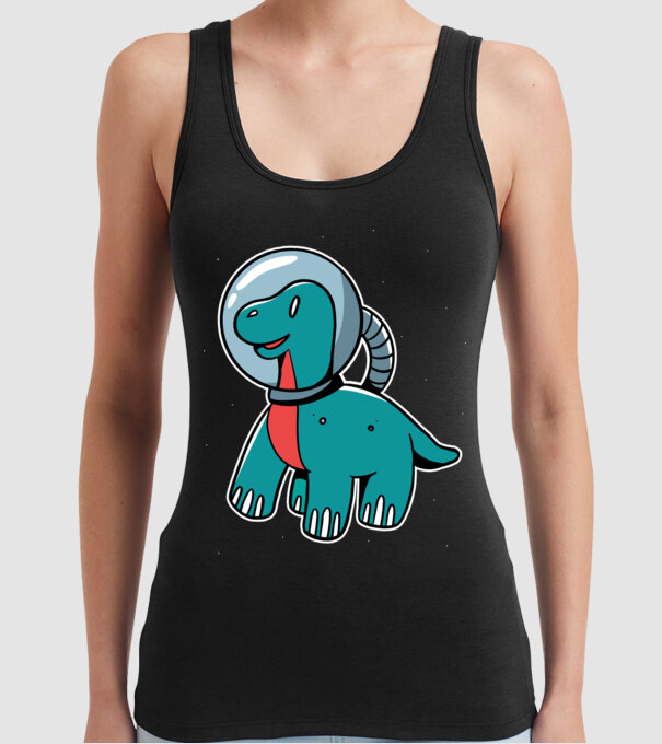 Dinozaur Astronaut model negru pe tricou