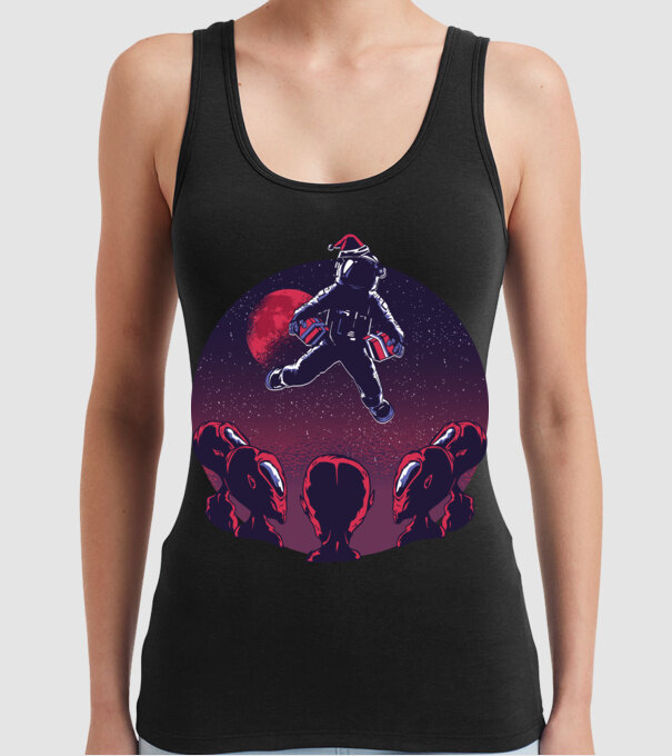 Moș Crăciun Astronaut model negru pe tricou