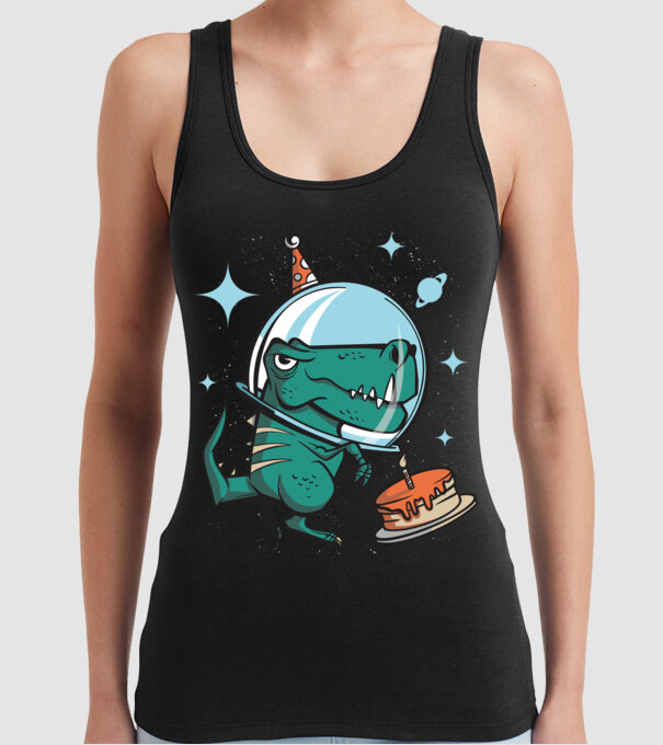 Astronaut T-rex Ziua de naștere model negru pe tricou