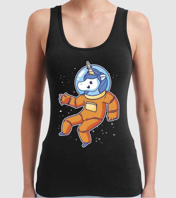 Unicorn Astronaut model negru pe tricou