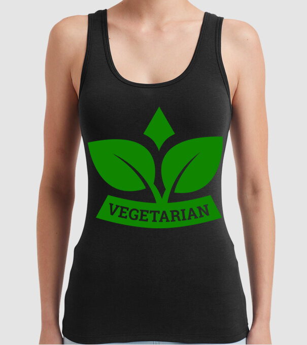 Vegetarian badge 1 model negru pe tricou