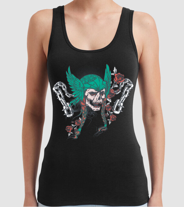 Vintage Craniu Viking model negru pe tricou