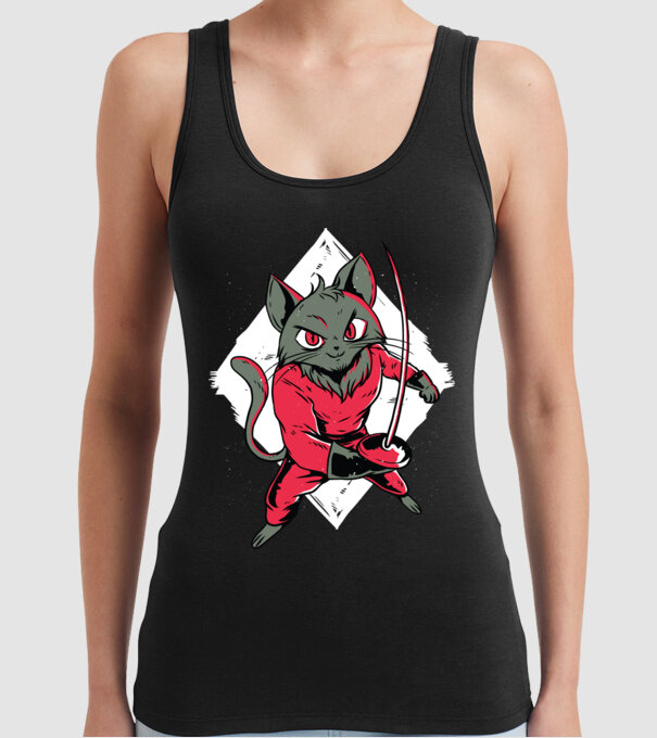 Pisică Scrimă model negru pe tricou
