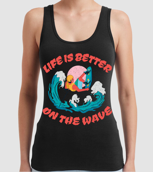Wakeboard - Life is better on the wave model negru pe tricou