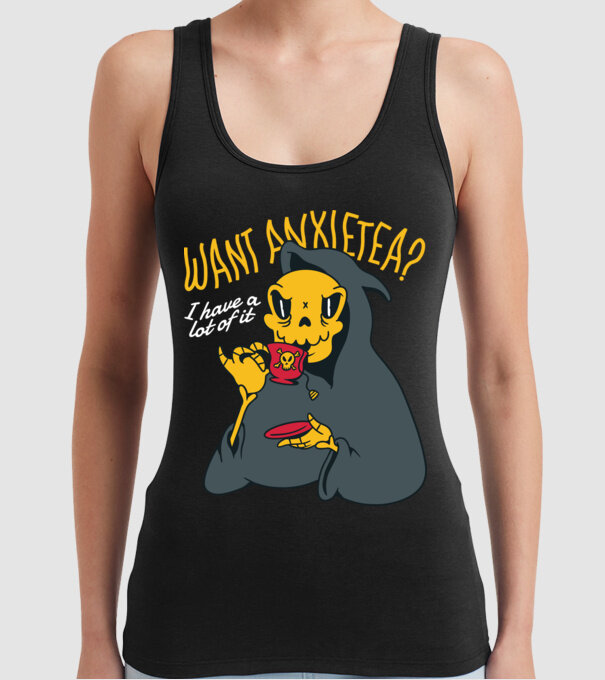 Want Anxietea? model negru pe tricou