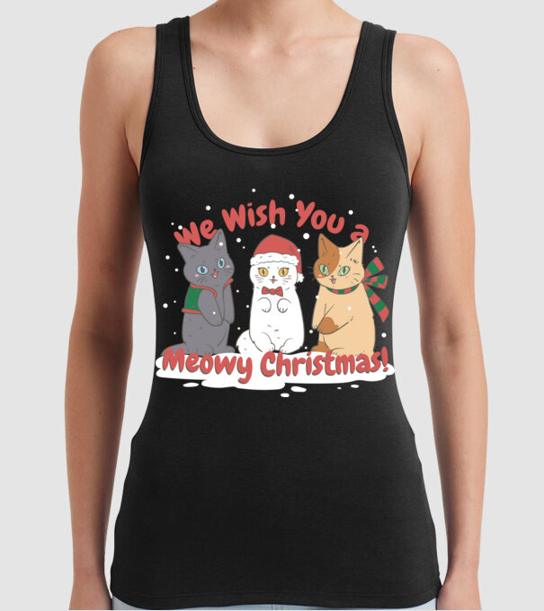 We wish You a Meowy Christmas model negru pe tricou