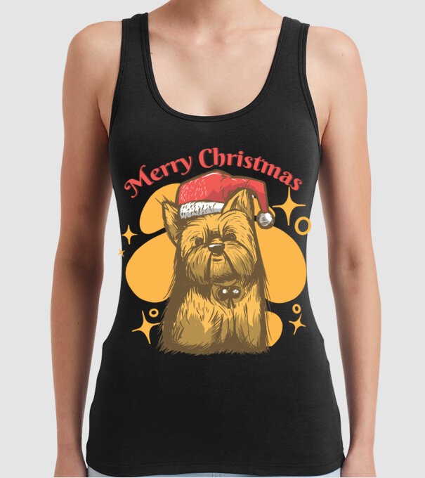 Crăciun Yorkie model negru pe tricou