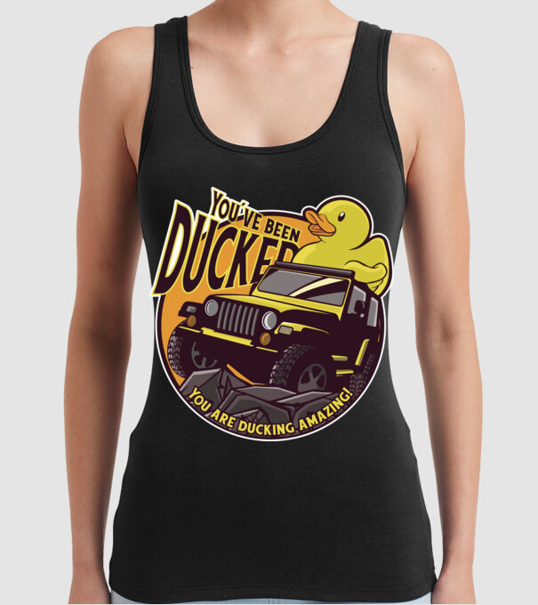 'You''ve been ducked - Off road SUV' model negru pe tricou