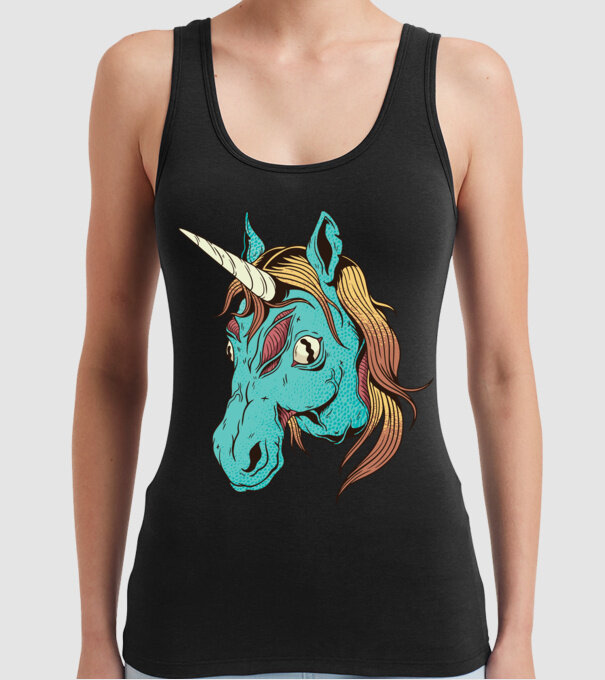 Unicorn Zombie model negru pe tricou