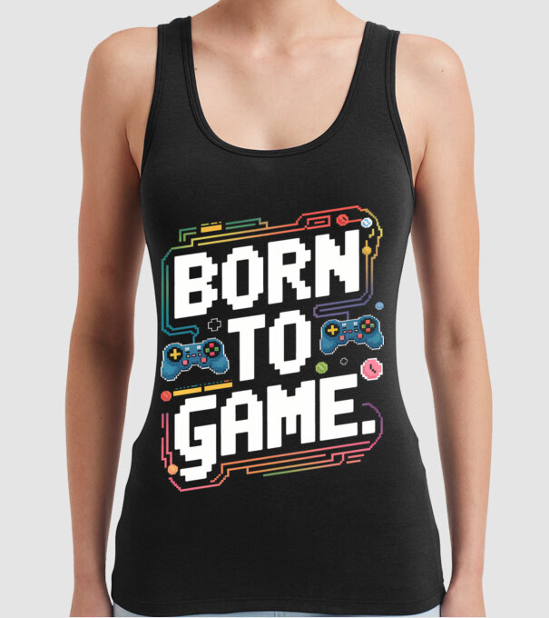 Born to Game Pixel Negru model negru pe tricou