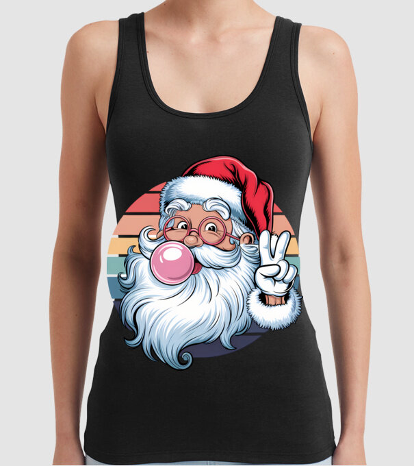 Bubble gum santa model negru pe tricou
