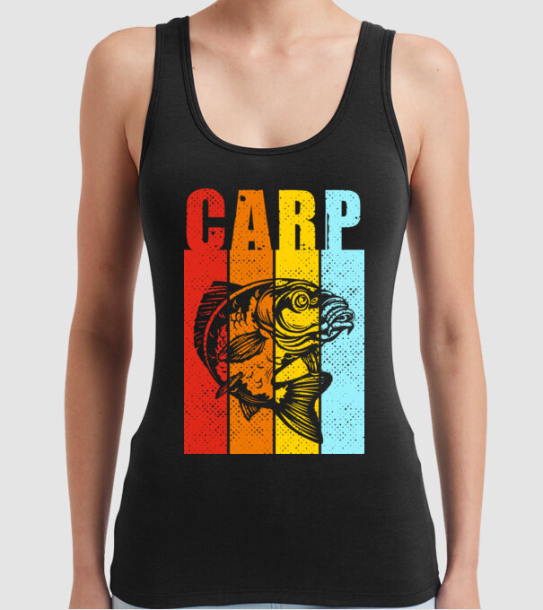 Carp Pescuit model negru pe tricou